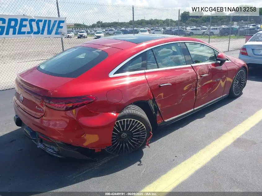 2022 Mercedes-Benz Eqs 580 4Matic VIN: W1KCG4EB1NA013258 Lot: 42449191
