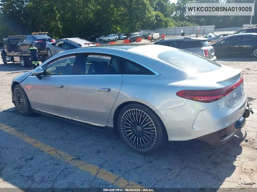 2022 Mercedes-Benz Eqs Sedan VIN: W1KCG2DB5NA019005 Lot: 42617610