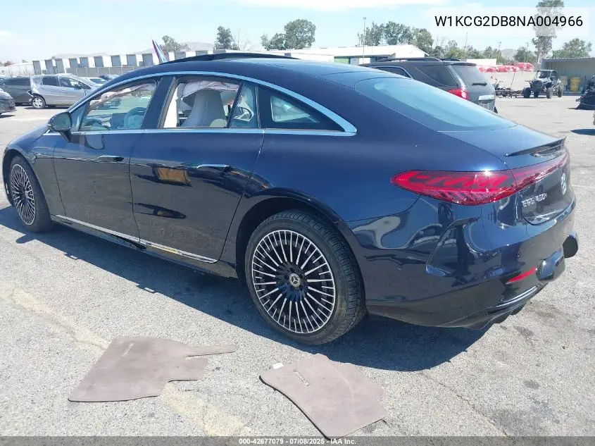 2022 Mercedes-Benz Eqs 450+ VIN: W1KCG2DB8NA004966 Lot: 42677079