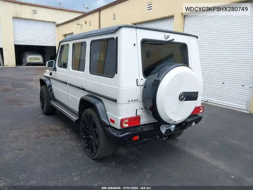 2017 Mercedes-Benz G 550 4Matic VIN: WDCYC3KF5HX280749 Lot: 42648445