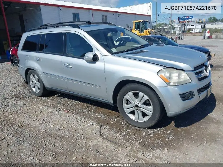 2007 Mercedes-Benz Gl 450 4Matic VIN: 4JGBF71E57A221670 Lot: 42167225