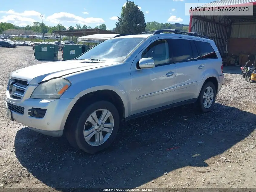 2007 Mercedes-Benz Gl 450 4Matic VIN: 4JGBF71E57A221670 Lot: 42167225