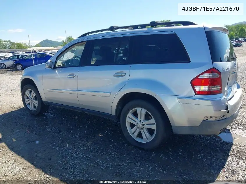 2007 Mercedes-Benz Gl 450 4Matic VIN: 4JGBF71E57A221670 Lot: 42167225