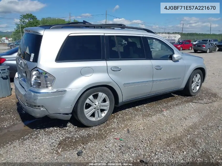 2007 Mercedes-Benz Gl 450 4Matic VIN: 4JGBF71E57A221670 Lot: 42167225