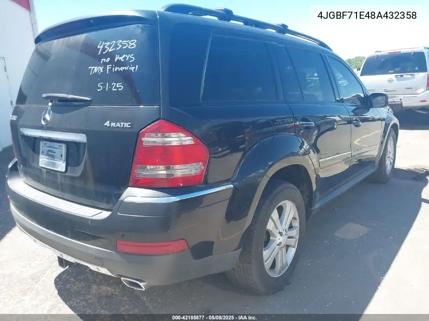 2008 Mercedes-Benz Gl 450 4Matic VIN: 4JGBF71E48A432358 Lot: 42185877