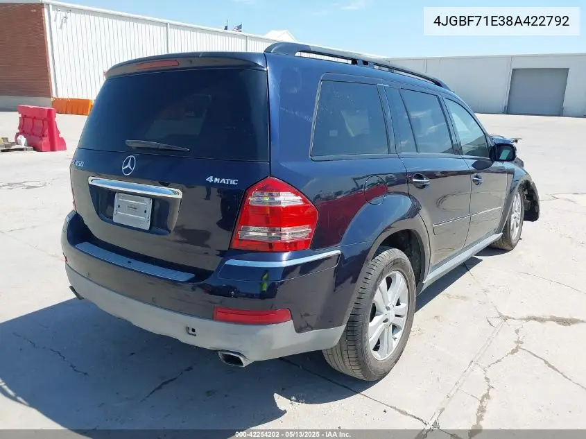 2008 Mercedes-Benz Gl 450 4Matic VIN: 4JGBF71E38A422792 Lot: 42254202