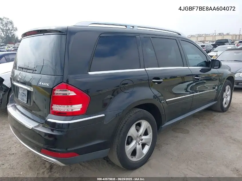 2010 Mercedes-Benz Gl 450 4Matic VIN: 4JGBF7BE8AA604072 Lot: 42575635