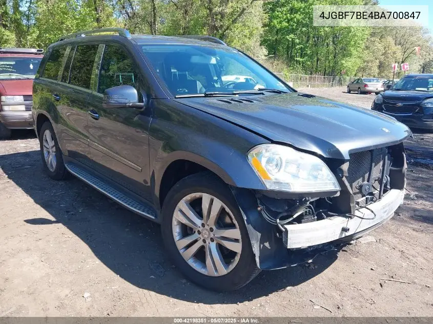 2011 Mercedes-Benz Gl 450 4Matic VIN: 4JGBF7BE4BA700847 Lot: 42198351