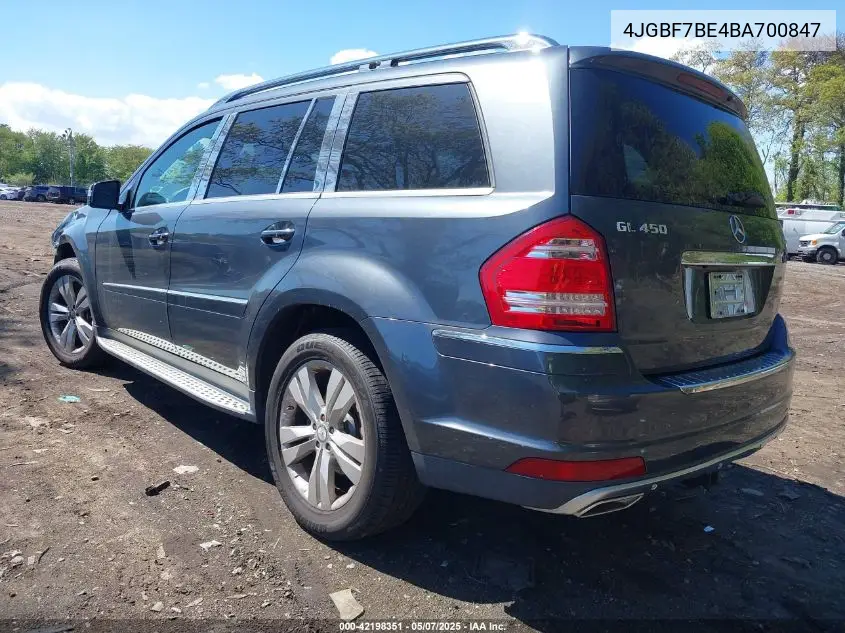 2011 Mercedes-Benz Gl 450 4Matic VIN: 4JGBF7BE4BA700847 Lot: 42198351