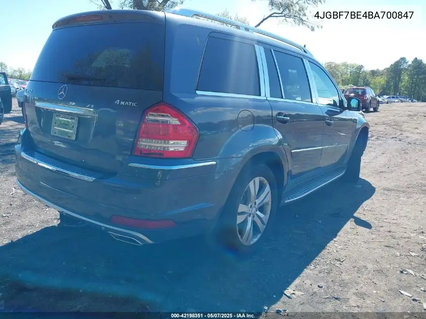 2011 Mercedes-Benz Gl 450 4Matic VIN: 4JGBF7BE4BA700847 Lot: 42198351