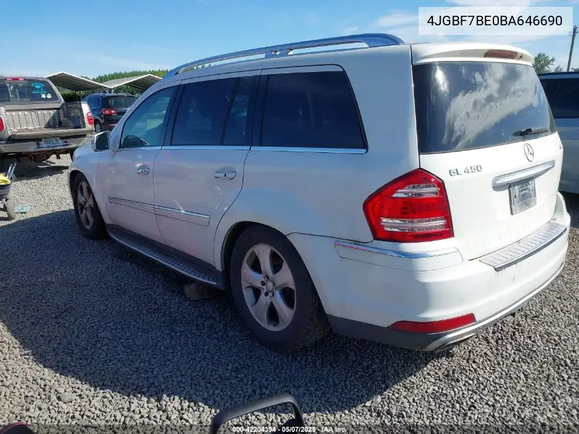 2011 Mercedes-Benz Gl 450 4Matic VIN: 4JGBF7BE0BA646690 Lot: 42204394
