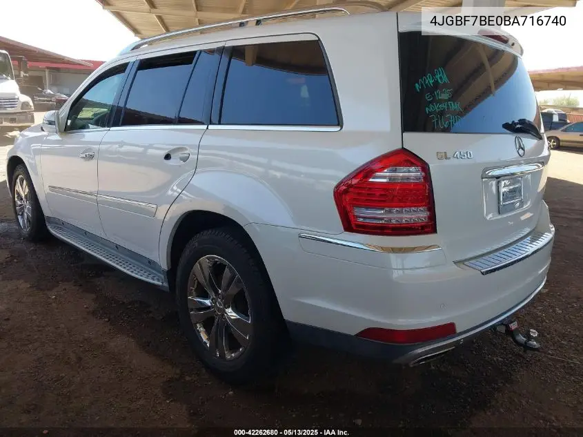2011 Mercedes-Benz Gl 450 4Matic VIN: 4JGBF7BE0BA716740 Lot: 42262680