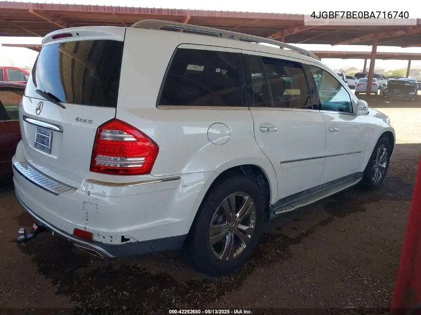 2011 Mercedes-Benz Gl 450 4Matic VIN: 4JGBF7BE0BA716740 Lot: 42262680