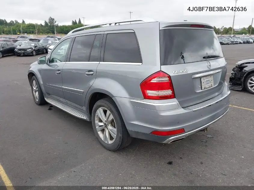 2011 Mercedes-Benz Gl 450 4Matic VIN: 4JGBF7BE3BA742636 Lot: 42561294