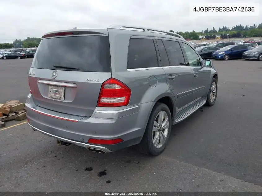 2011 Mercedes-Benz Gl 450 4Matic VIN: 4JGBF7BE3BA742636 Lot: 42561294