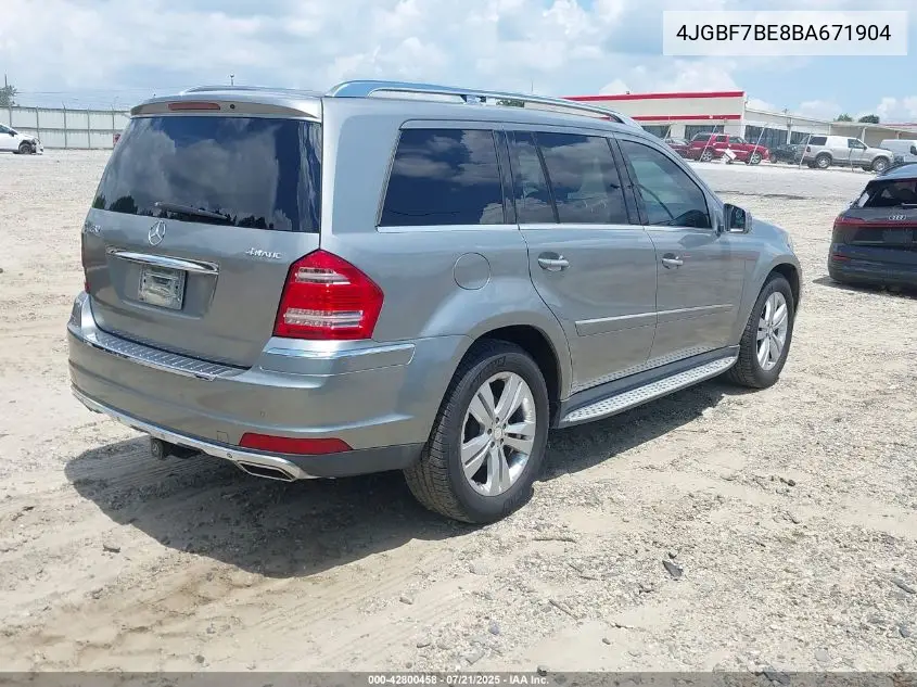2011 Mercedes-Benz Gl 450 4Matic VIN: 4JGBF7BE8BA671904 Lot: 42800458