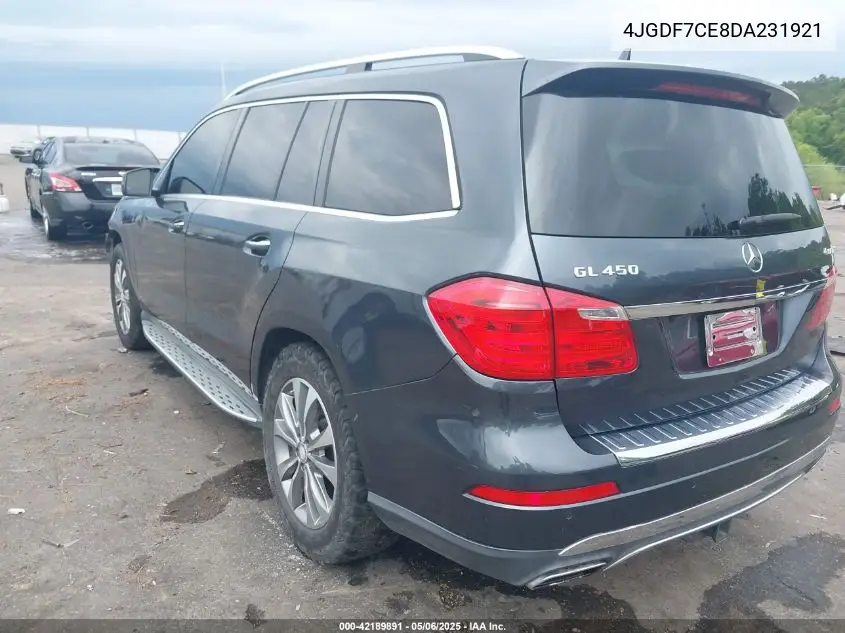 2013 Mercedes-Benz Gl 450 4Matic VIN: 4JGDF7CE8DA231921 Lot: 42189891