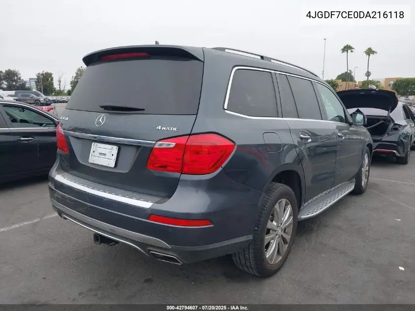 2013 Mercedes-Benz Gl 450 4Matic VIN: 4JGDF7CE0DA216118 Lot: 42794607