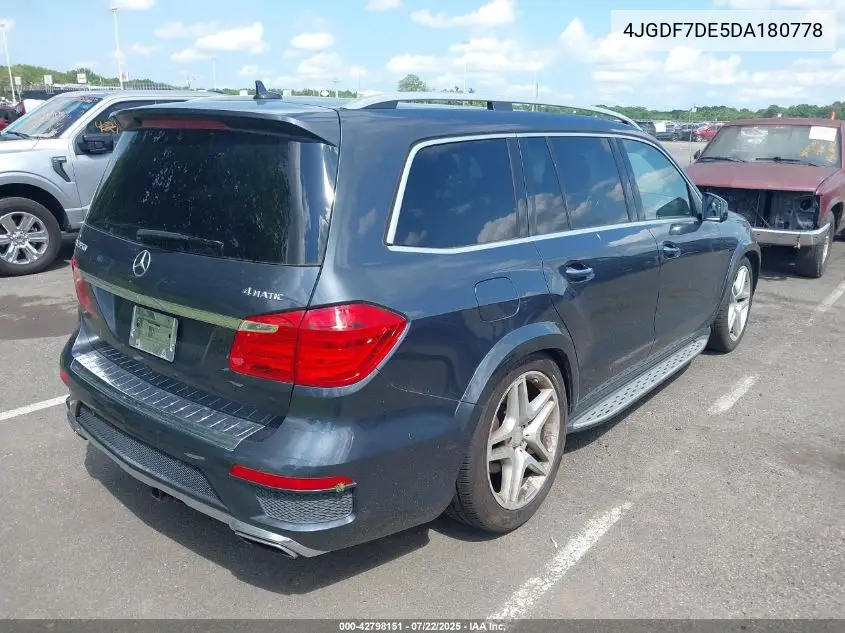 2013 Mercedes-Benz Gl 550 4Matic VIN: 4JGDF7DE5DA180778 Lot: 42798151