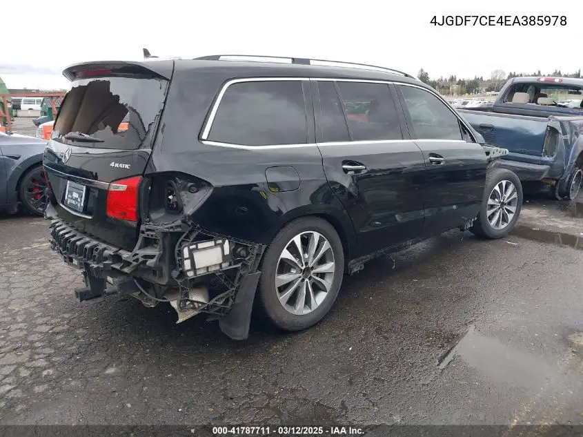 2014 Mercedes-Benz Gl 450 4Matic VIN: 4JGDF7CE4EA385978 Lot: 41787711