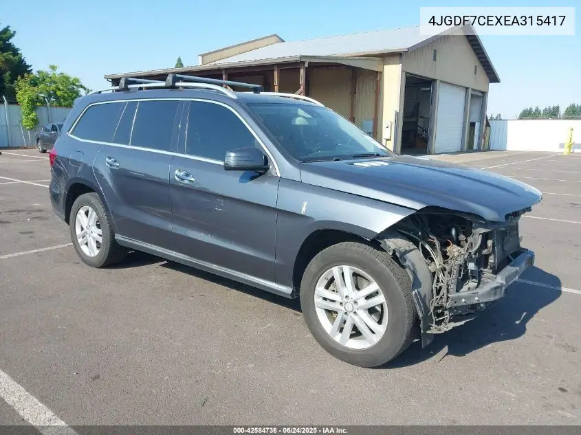 2014 Mercedes-Benz Gl 450 4Matic VIN: 4JGDF7CEXEA315417 Lot: 42584736