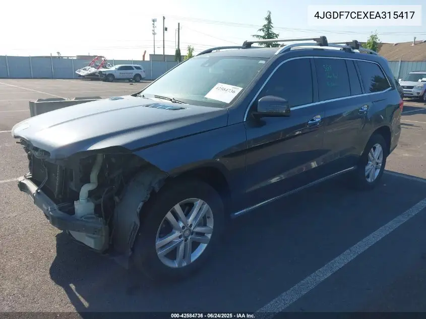 2014 Mercedes-Benz Gl 450 4Matic VIN: 4JGDF7CEXEA315417 Lot: 42584736