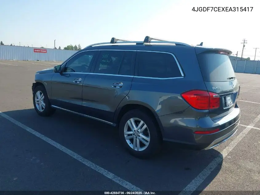 2014 Mercedes-Benz Gl 450 4Matic VIN: 4JGDF7CEXEA315417 Lot: 42584736