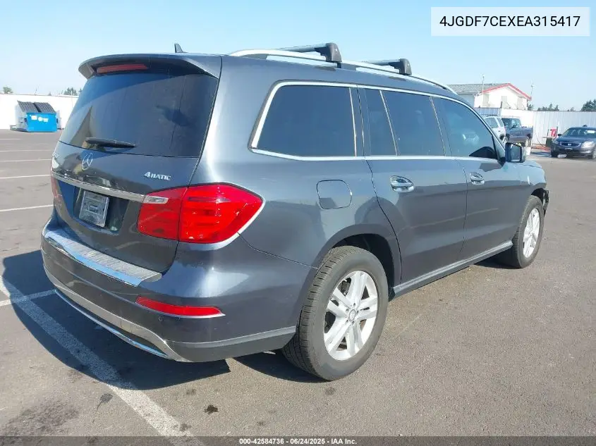 2014 Mercedes-Benz Gl 450 4Matic VIN: 4JGDF7CEXEA315417 Lot: 42584736