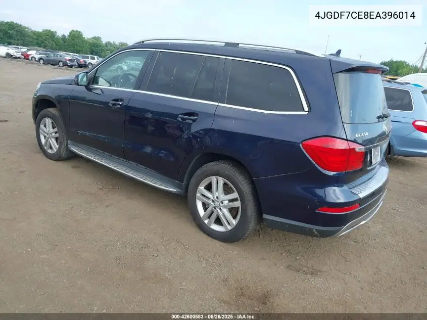 2014 Mercedes-Benz Gl 450 4Matic VIN: 4JGDF7CE8EA396014 Lot: 42600583