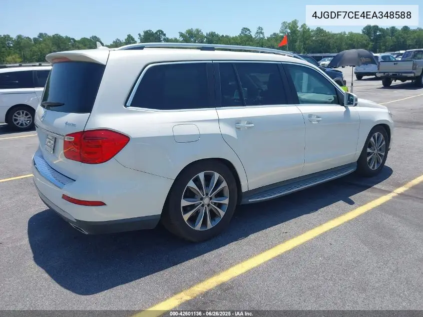 2014 Mercedes-Benz Gl 450 4Matic VIN: 4JGDF7CE4EA348588 Lot: 42601136