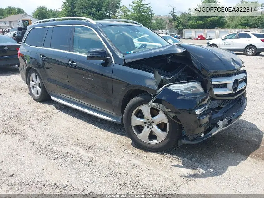 2014 Mercedes-Benz Gl 450 4Matic VIN: 4JGDF7CE0EA322814 Lot: 42751902