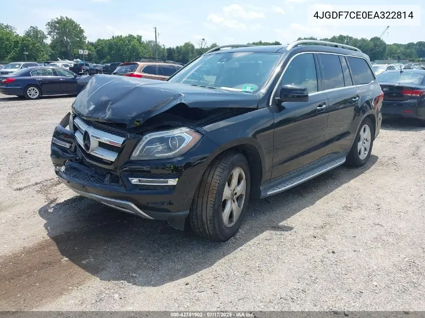 2014 Mercedes-Benz Gl 450 4Matic VIN: 4JGDF7CE0EA322814 Lot: 42751902