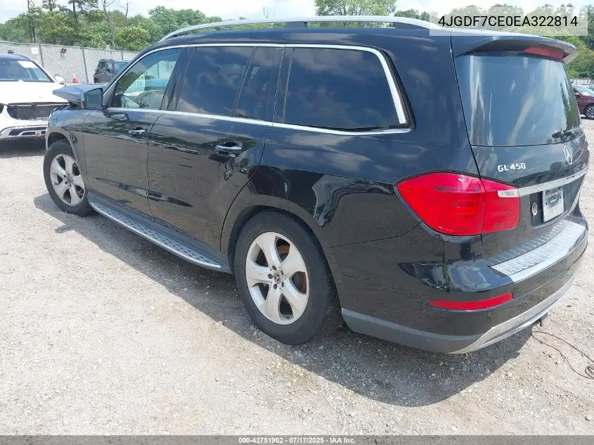 2014 Mercedes-Benz Gl 450 4Matic VIN: 4JGDF7CE0EA322814 Lot: 42751902