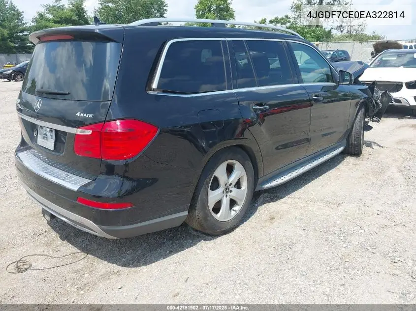 2014 Mercedes-Benz Gl 450 4Matic VIN: 4JGDF7CE0EA322814 Lot: 42751902