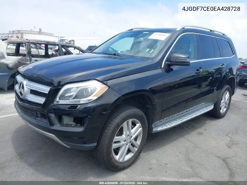 2014 Mercedes-Benz Gl 450 4Matic VIN: 4JGDF7CE0EA428728 Lot: 42808406