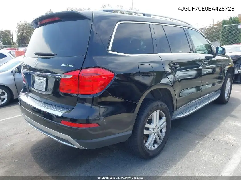 2014 Mercedes-Benz Gl 450 4Matic VIN: 4JGDF7CE0EA428728 Lot: 42808406