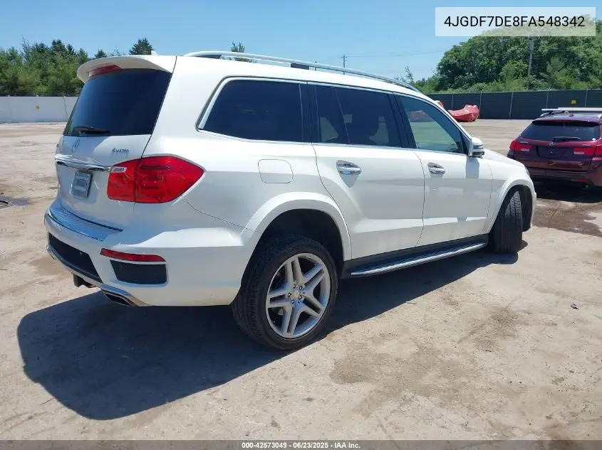 2015 Mercedes-Benz Gl 550 4Matic VIN: 4JGDF7DE8FA548342 Lot: 42573049