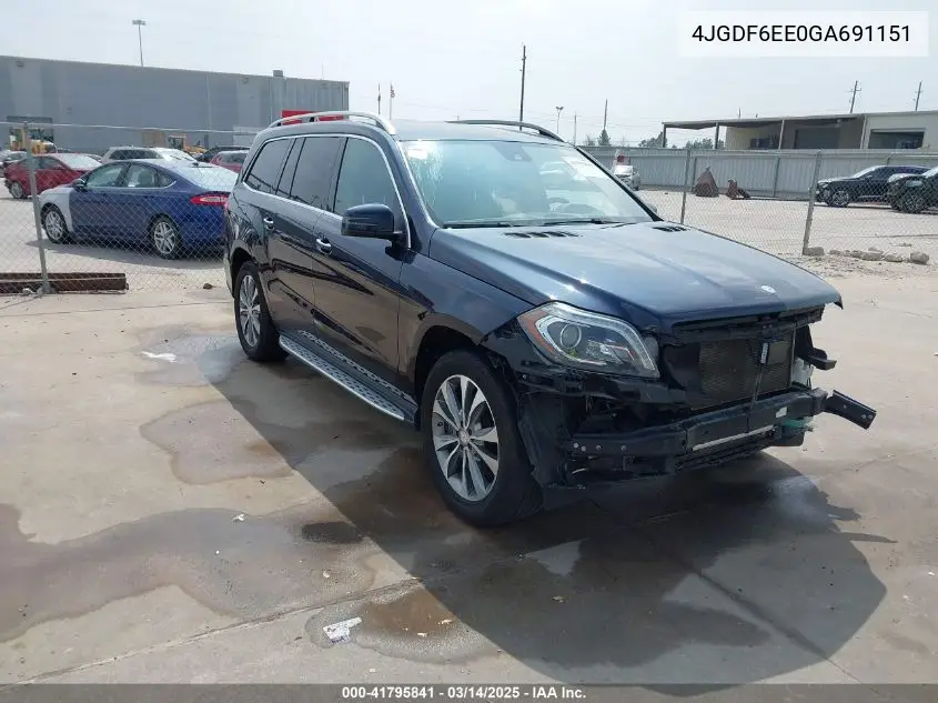 2016 Mercedes-Benz Gl 450 4Matic VIN: 4JGDF6EE0GA691151 Lot: 41795841