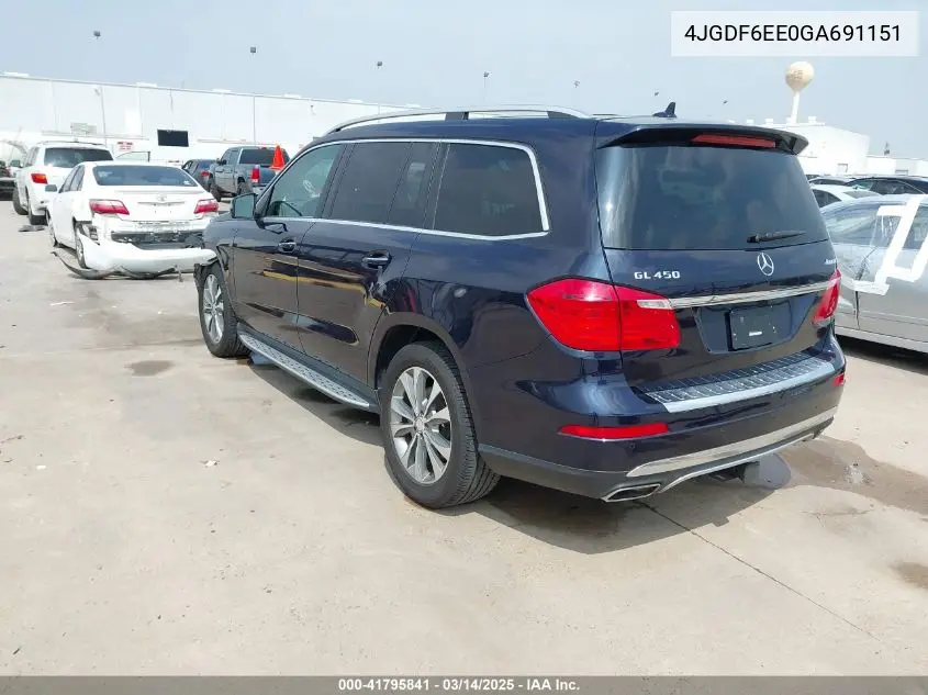 2016 Mercedes-Benz Gl 450 4Matic VIN: 4JGDF6EE0GA691151 Lot: 41795841
