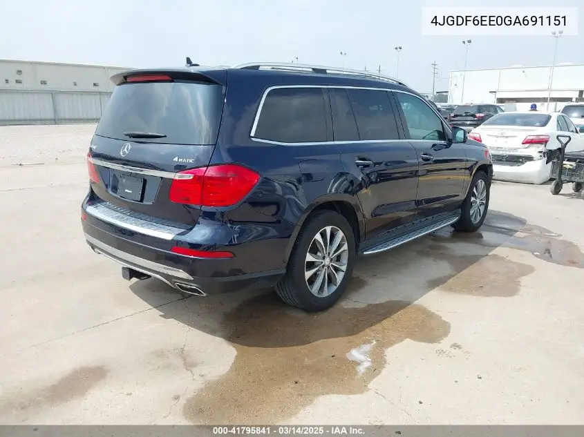 2016 Mercedes-Benz Gl 450 4Matic VIN: 4JGDF6EE0GA691151 Lot: 41795841