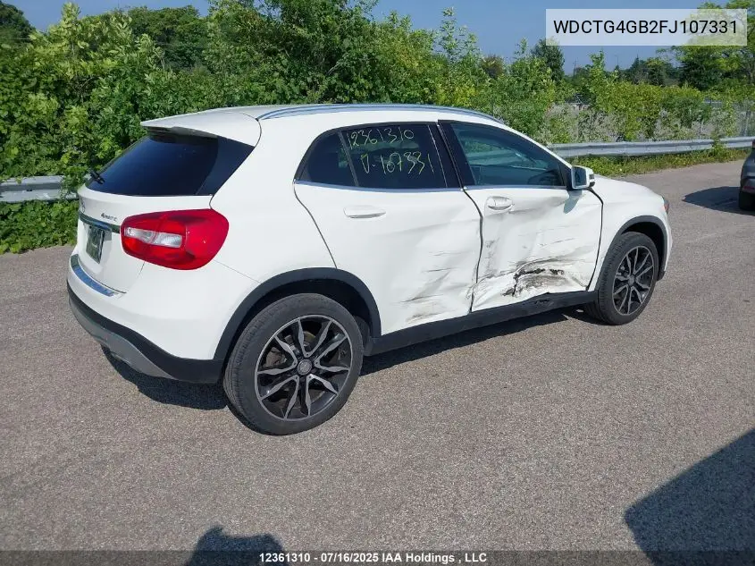 2015 Mercedes-Benz Gla 250 4Matic VIN: WDCTG4GB2FJ107331 Lot: 12361310