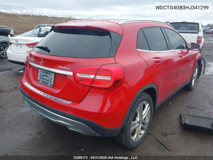 2017 Mercedes-Benz Gla 250 4Matic VIN: WDCTG4GB3HJ341299 Lot: 12280173