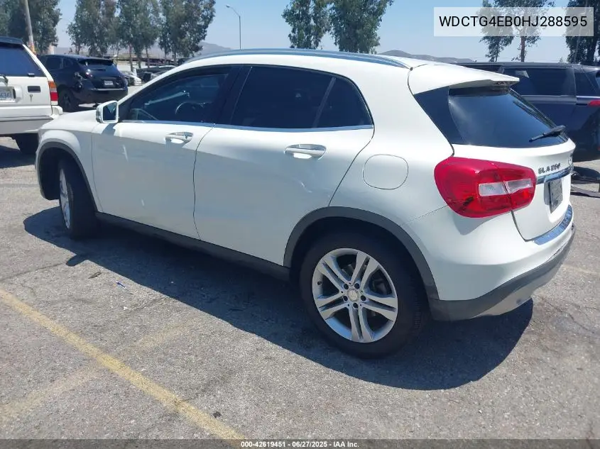 2017 Mercedes-Benz Gla 250 VIN: WDCTG4EB0HJ288595 Lot: 42619451