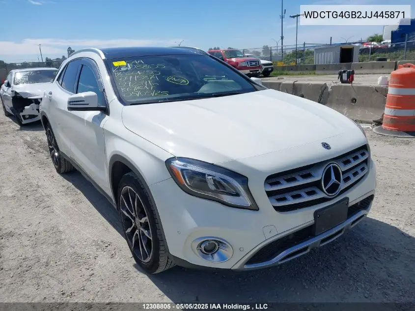 2018 Mercedes-Benz Gla 250 4Matic VIN: WDCTG4GB2JJ445871 Lot: 12308805