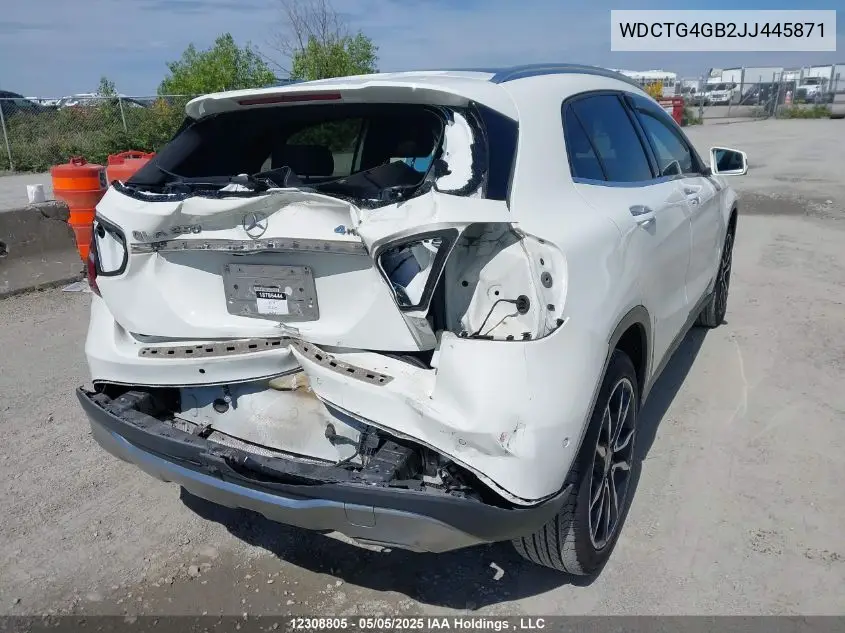 2018 Mercedes-Benz Gla 250 4Matic VIN: WDCTG4GB2JJ445871 Lot: 12308805