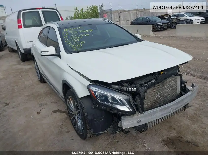 2018 Mercedes-Benz Gla 250 4Matic VIN: WDCTG4GB8JJ377401 Lot: 12337447