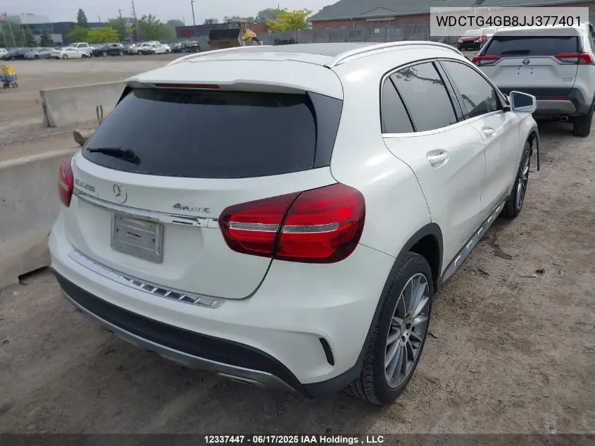 2018 Mercedes-Benz Gla 250 4Matic VIN: WDCTG4GB8JJ377401 Lot: 12337447