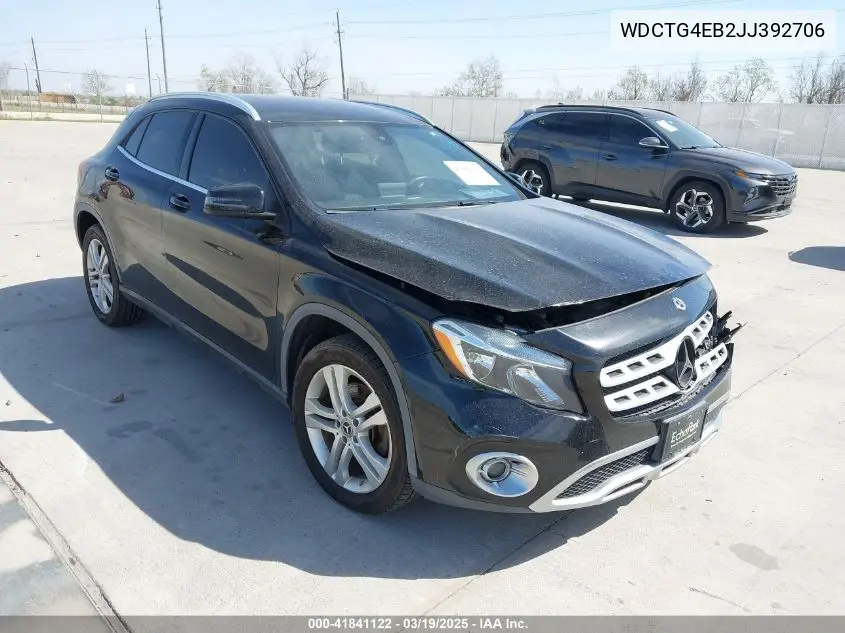 2018 Mercedes-Benz Gla 250 VIN: WDCTG4EB2JJ392706 Lot: 41841122
