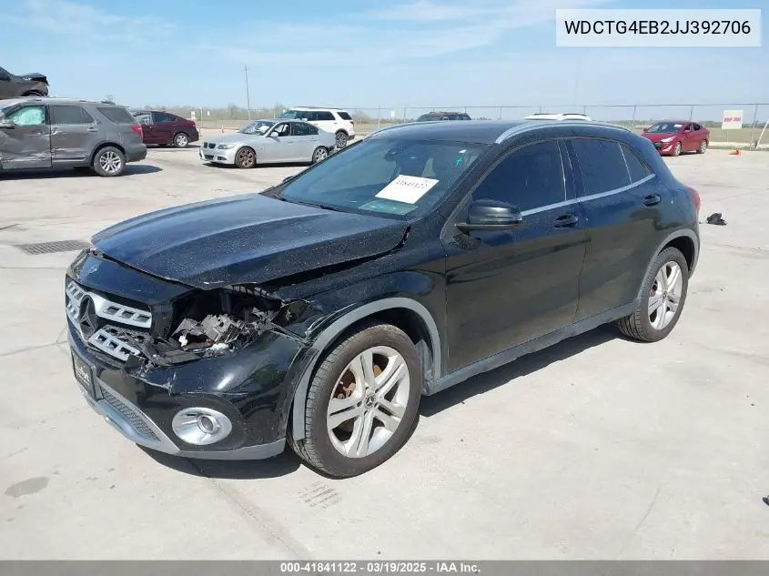 2018 Mercedes-Benz Gla 250 VIN: WDCTG4EB2JJ392706 Lot: 41841122