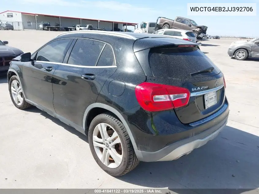 2018 Mercedes-Benz Gla 250 VIN: WDCTG4EB2JJ392706 Lot: 41841122